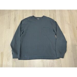 REIGNING CHAMP Gray Blue Long Sleeve Pocket T Tee Shirt Sz Large Cotton Vietnam